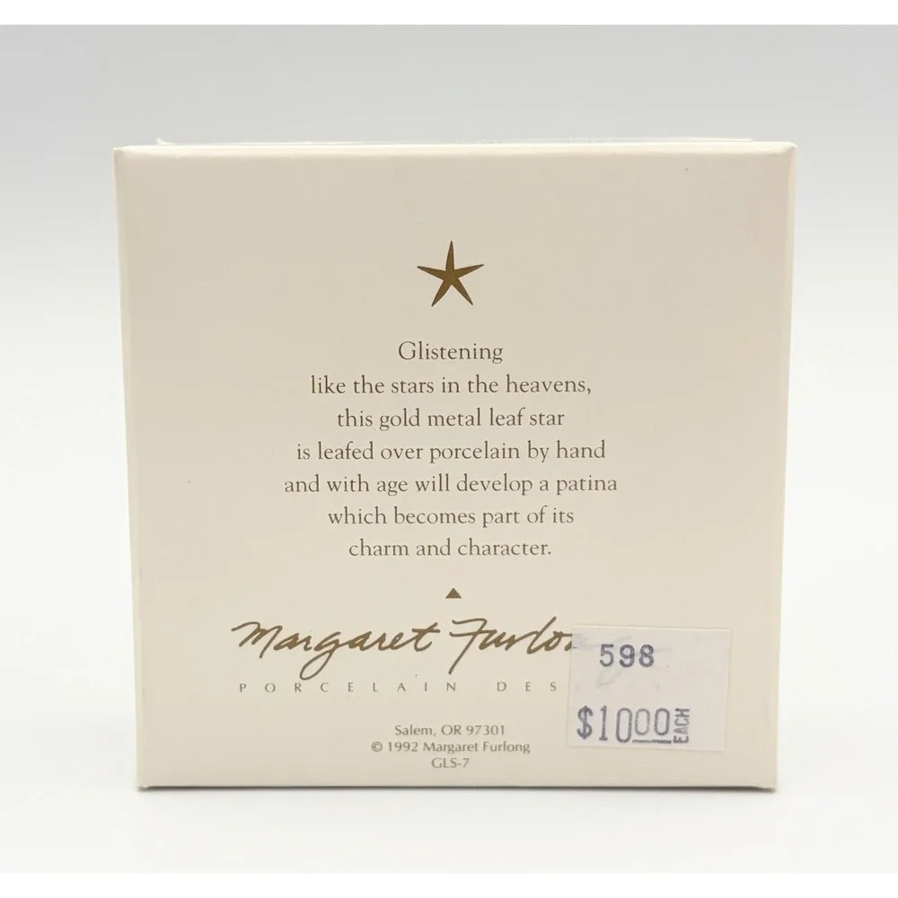 Margaret Furlong A Star In The Night Gold Leaf Porcelain Christmas Ornament VTG